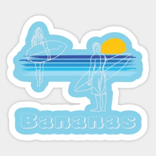 Bananas, Portugal Surfing Beach Surf Guy Girl Sticker